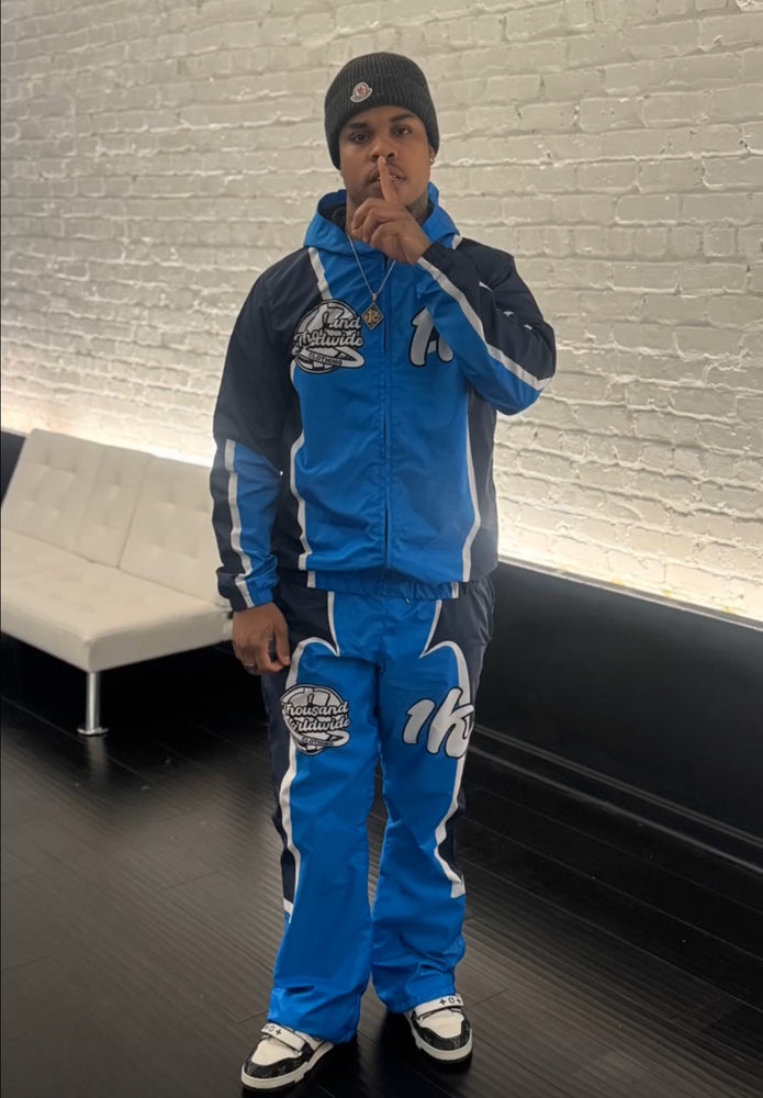 1K Worldwide Windbreaker Flared Set (Blue/White)