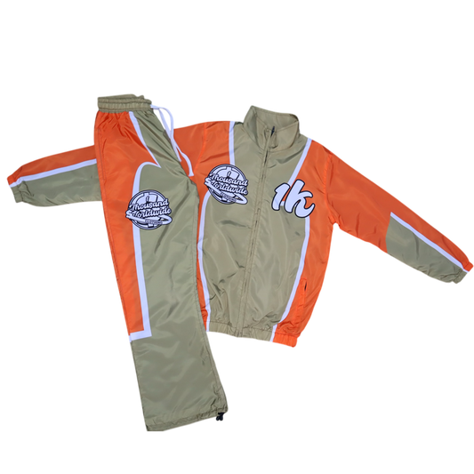1K Worldwide Windbreaker Flared Set (Tan/Orange)