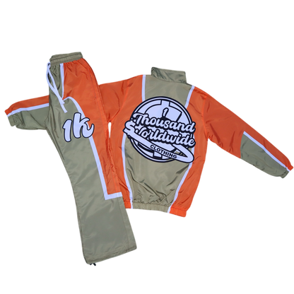 1K Worldwide Windbreaker Flared Set (Tan/Orange)